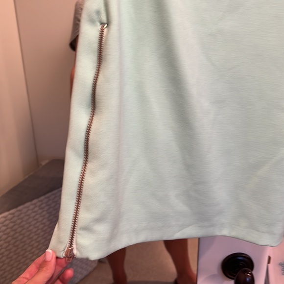 Zara Small Fitted One Shoulder Sea Foam Bodycon Mini Dress - Picture 6 of 12